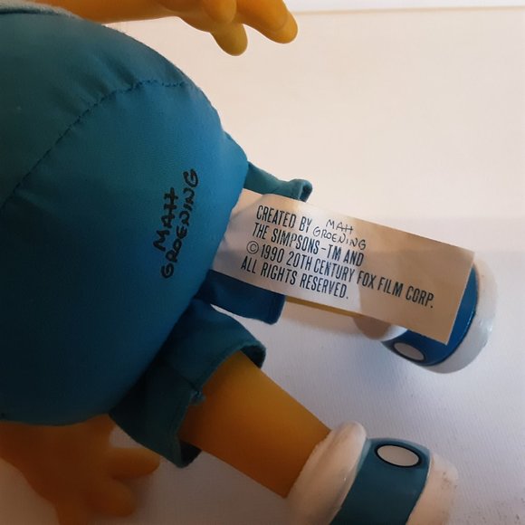 The Simpsons Bart Simpson Dan Dee 11" Vinyl Plush Doll Toy Vintage Groening 1990 - Picture 4 of 5